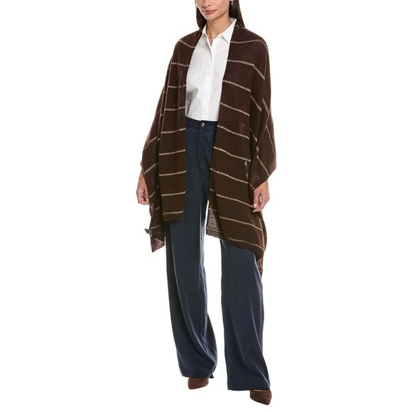 Forte Cashmere Lurex Stripe Cashmere Wrap, Brown